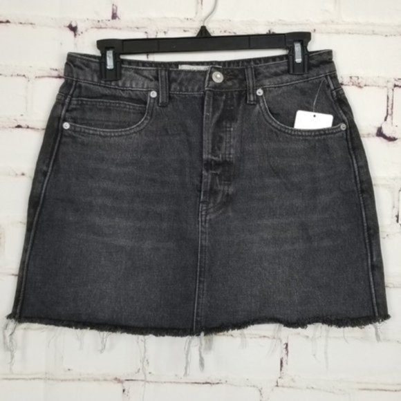 Free People Dresses & Skirts - Free People Rugged A-Line Distressed Denim Mini skirt Black 29